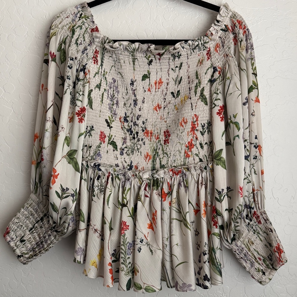 Alexis Women's Elsa Botanical Floral Print Off-Shoulder‎ Blouse Multicolor Large - Picture 3 of 12